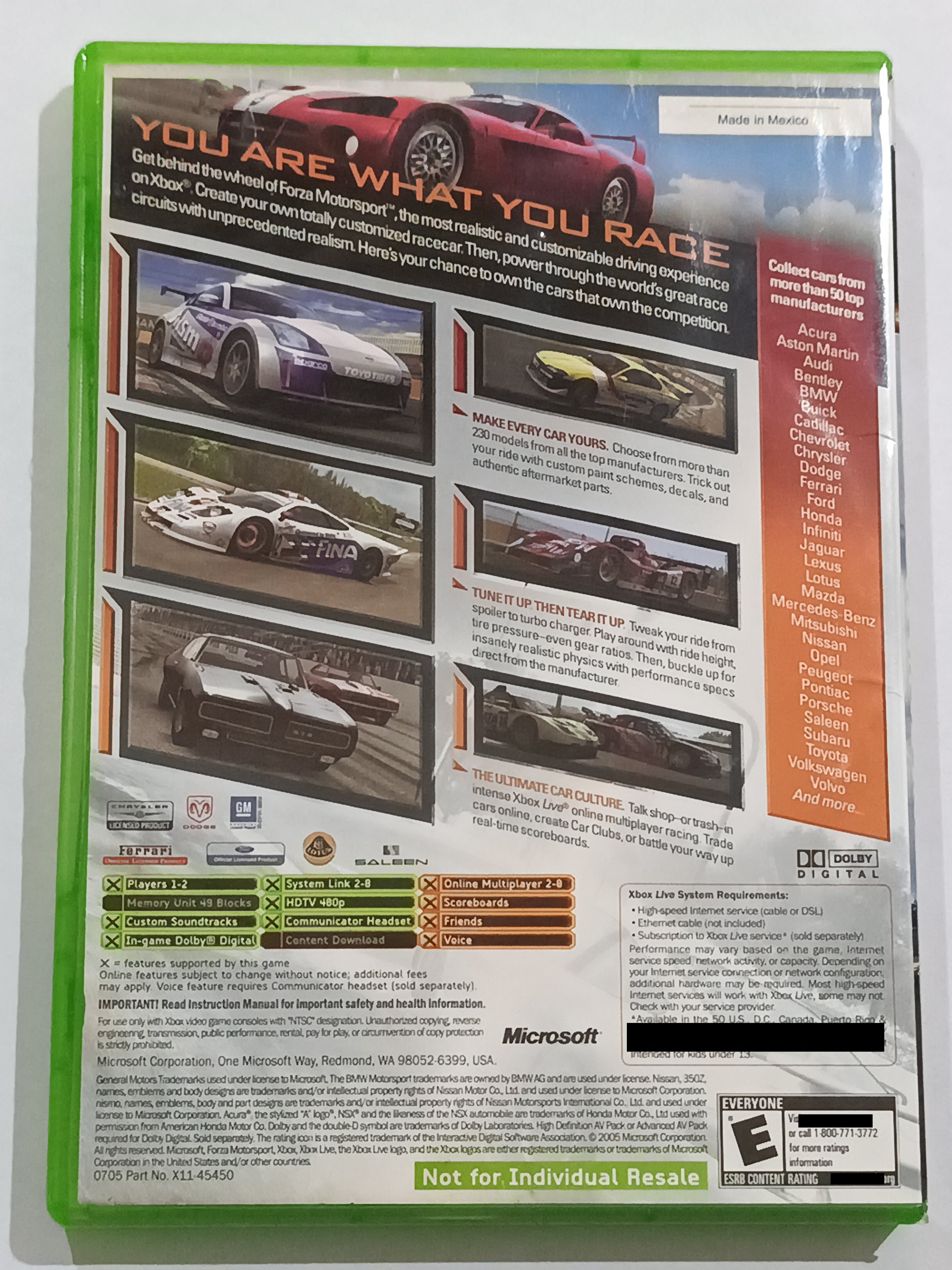 Forza Motorsport P/ Xbox Clássico E 360 Original Usado - Imagem 3